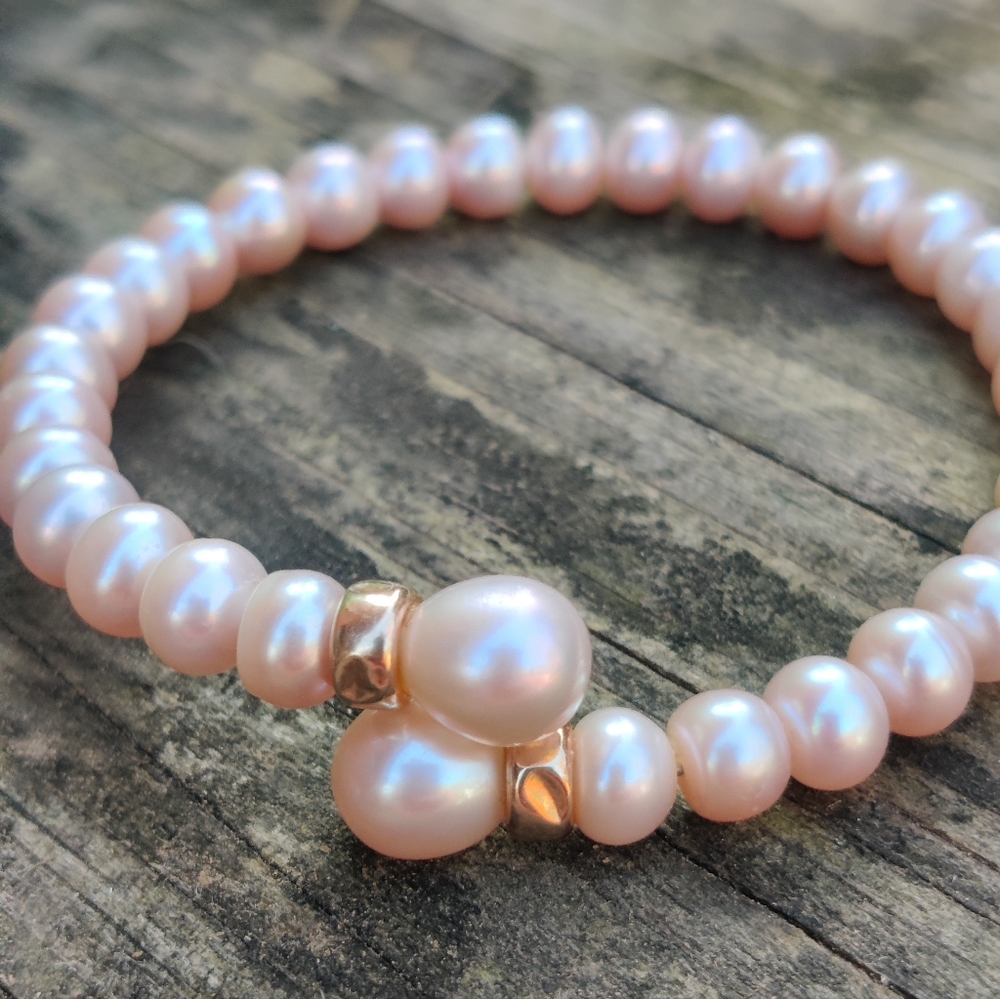14k Pink Cultured Pearl Bracelet - Picture 6 of 8